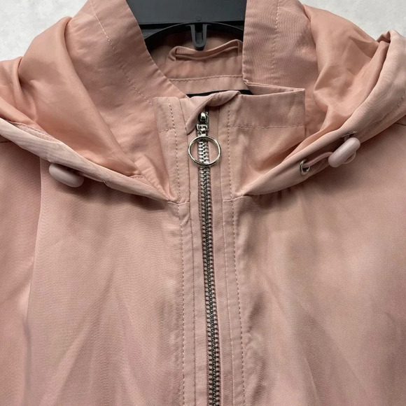 Forever 21 Jacket Women's Sz S Light Pink Full Zip Hooded Drawstring Long Sleeve - Picture 6 of 12